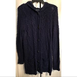 Lucky Brand Navy Blue Button Cable Knit sweater